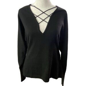 Vtg SCOTCH HOUSE Women Pullover Cashmere Sweater Long Sleeve Sz M Black 79-20